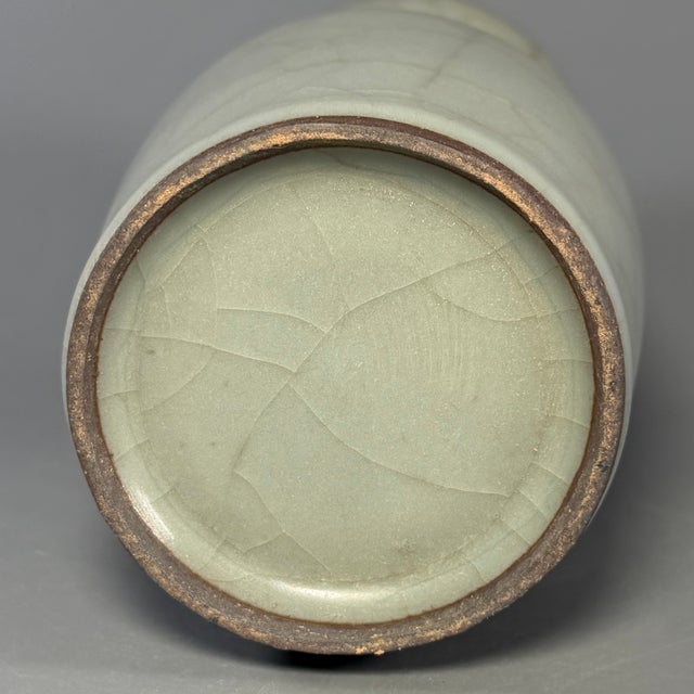 19th Century Antique Longquan Celadon Twin Phoenix Ear Vase, Chinese Crackle Glaze Vase For Sale - Image 5 of 5