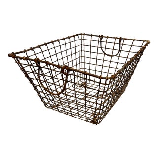 Vintage Early 1900s French Wire Oyster Basket For Sale
