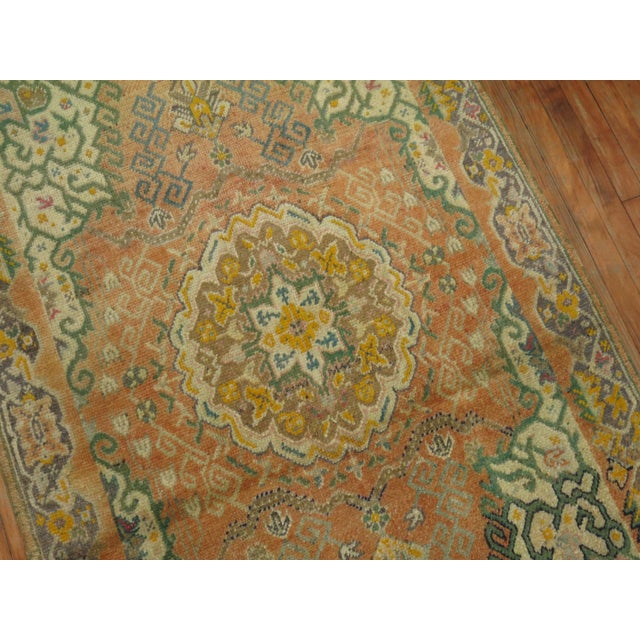 Soft Orange Oushak Rug For Sale In New York - Image 6 of 6