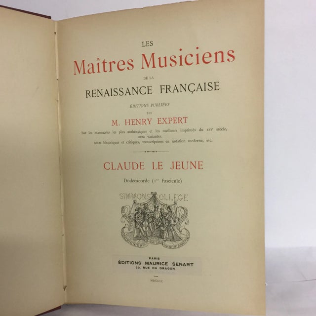 de la Renaissance Francaise Editions Publiees par M. Henry Expert. Claude le Jeune. Paris: Editions Maurice Senart, 1905....