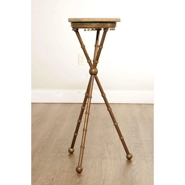 Late 19th Century Antique Victorian Marble Top Brass Pedestal Stand For Sale - Image 5 of 13