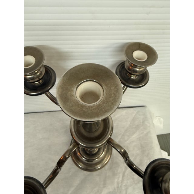 Vintage Five Arm Pewter Candelabra For Sale - Image 12 of 12