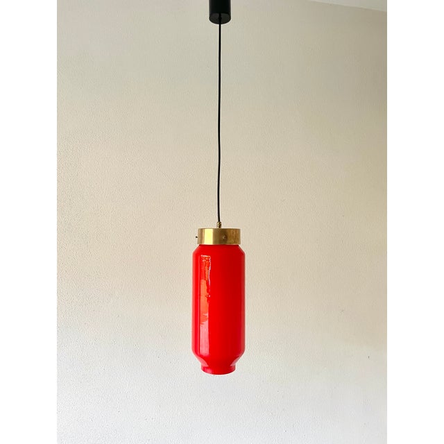 Mid-Century Modern Red Pendant Light attributed to Vetreria Vistosi Murano, 1960s For Sale - Image 6 of 15