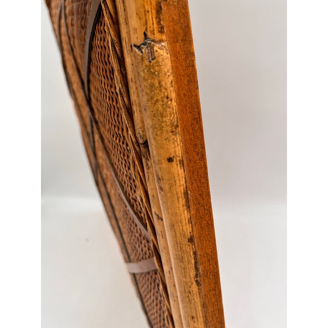 Vintage British Colonial Coastal Bamboo, Rattan, and Leather Bulletin Board For Sale - Image 9 of 12