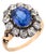 19th Century Victorian Gia 6.04 Carat Ceylon Sapphire Diamond 9k Gold Silver Cluster Ring, Size 11 For Sale