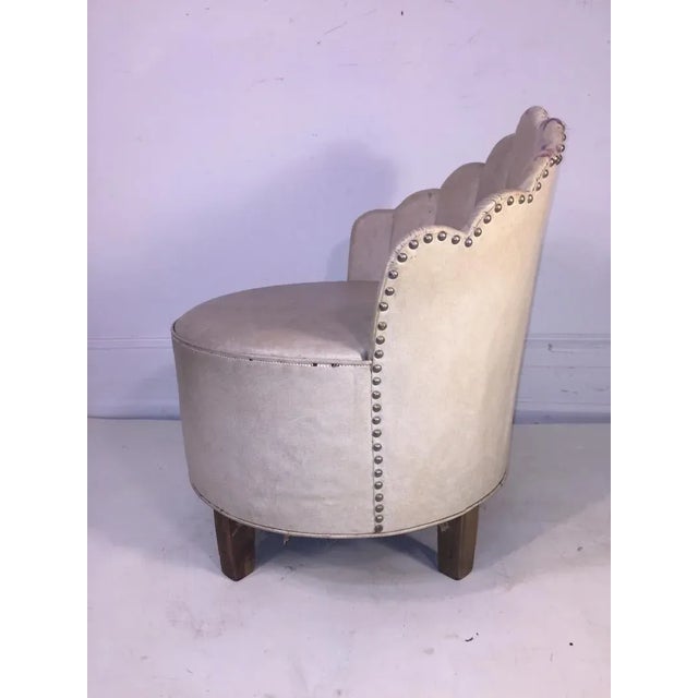 Art Deco Art Deco Modernist Peacock Back Upholstered Barrel Chair by Gilbert Rohde For Sale - Image 3 of 9