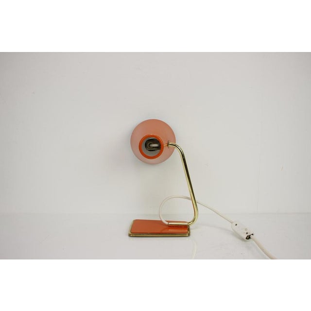 Vintage table lamp made in Czechoslovakia, in the 1960's. Cleaned, repolished, in original condition, with some signs of...