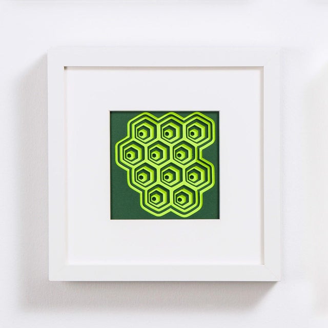 Neon Ivy by Daria Aksenova | Hand cut, suspended, layered coloured paper abstract shapes For Sale - Image 4 of 4