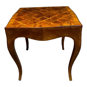 1950s Italian Cabriole Side Table Wood Inlay Italy