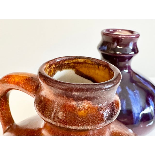 1980s Handmade Stoneware Vases with Handles, Germany, 1980s, Set of 2 For Sale - Image 5 of 12