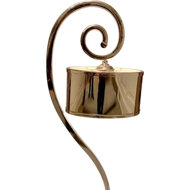 Contemporary 1990s Contemporary Silver Metal Swirl Freestanding Table Lamp For Sale - Image 3 of 12