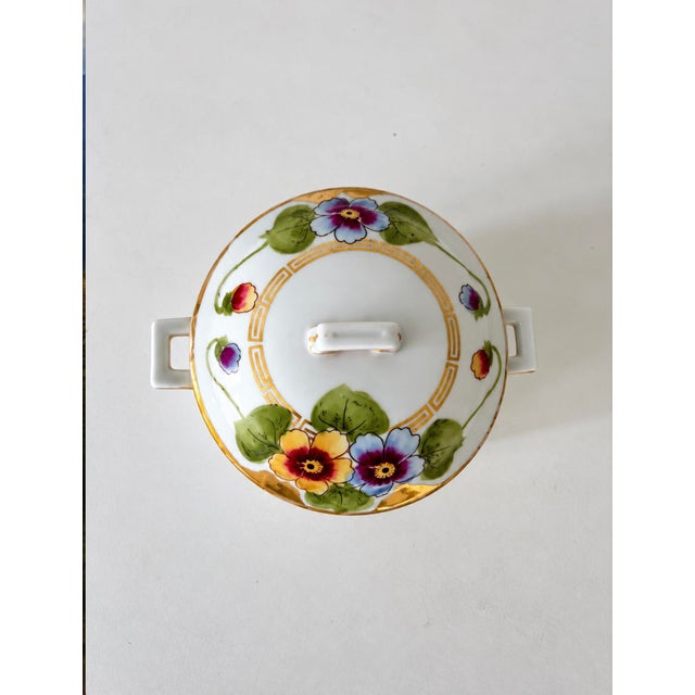 1920s Handpainted Floral Lidded Vase With Handles For Sale - Image 12 of 14