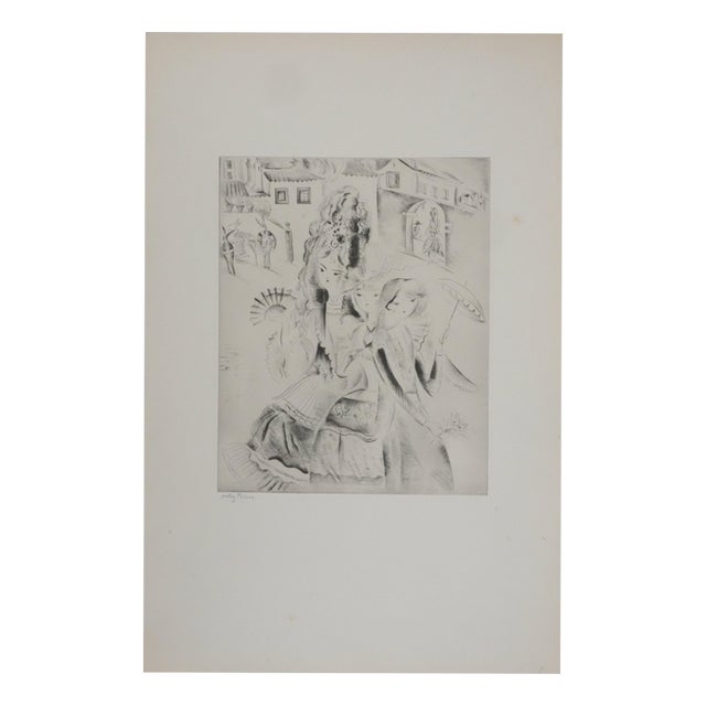 Mily Possoz, Three Gallant Women, Original Signed Engraving For Sale