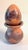 African Vintage Carved Soapstone Egg & Rainbow Stone Egg Set of 2 W/ Stands For Sale - Image 3 of 13
