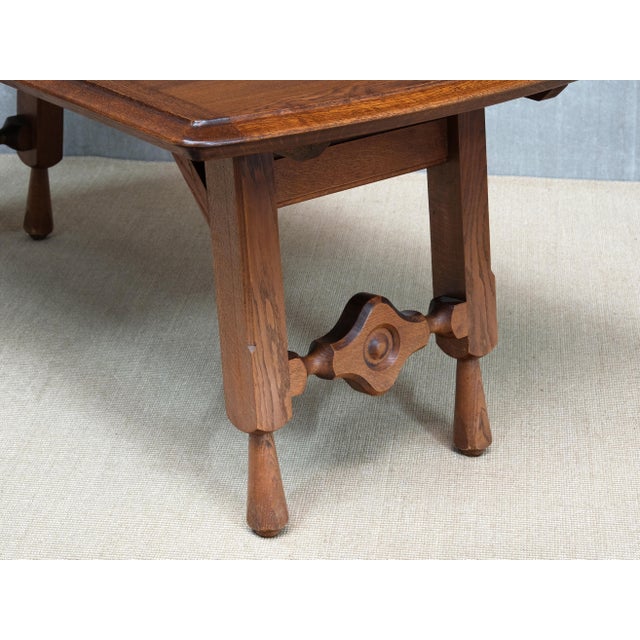 Brown Oak Parquetry Dining Table by Guillerme et Chambron for Votre Maison, France, 1960s For Sale - Image 8 of 15