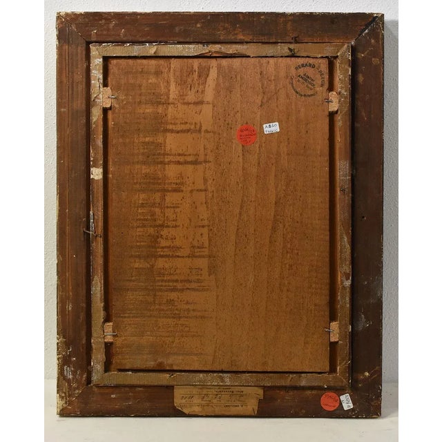 Henri-Charles Angéniol, Young Woman Sewing in the Garden, Oil on Wood, 20th Century, Framed For Sale - Image 9 of 10