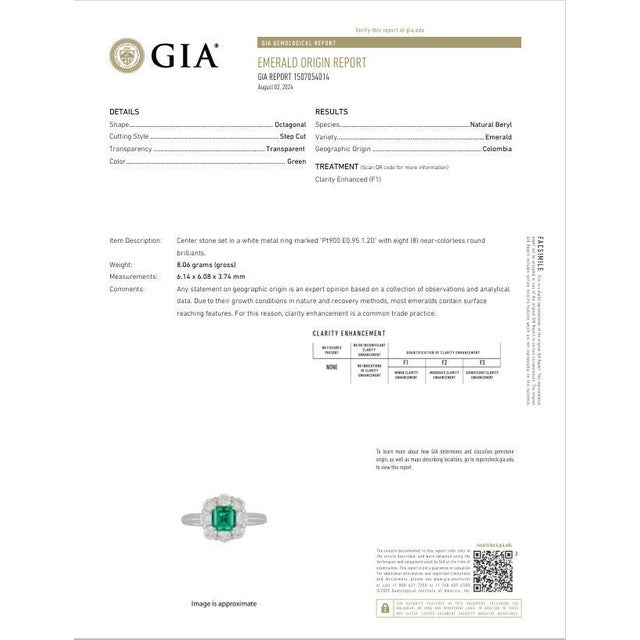Metal Superb Colombian Emerald Diamond Platinum Halo Ring, Gia Certified, Size 6.25 For Sale - Image 7 of 8