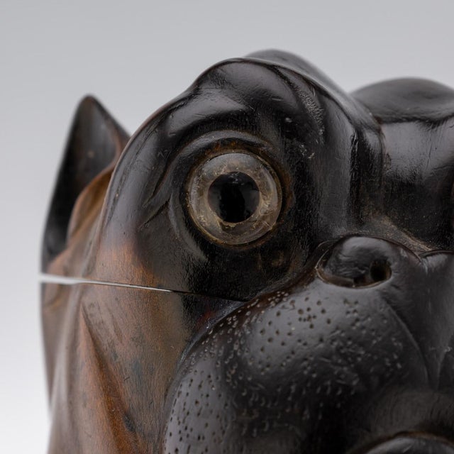 19th Century Victorian Lignum Vitae Bulldog Inkwell, 1860 For Sale - Image 14 of 18