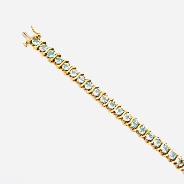 Late 20th Century Late 20th Century 12.08 Ct Natural Aquamarine Bracelet For Sale - Image 5 of 5
