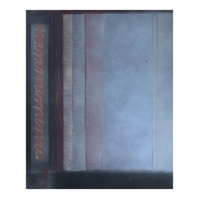 Vintage 1970s Blue and Black Abstract Painting For Sale