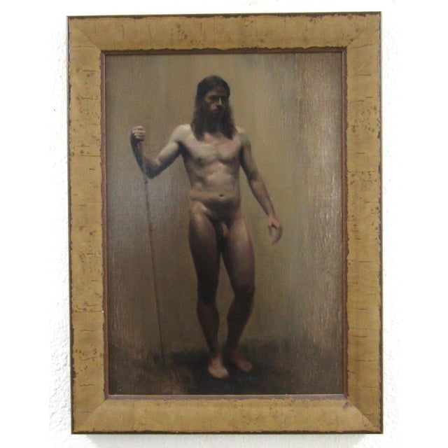 Contemporary Florence Academy of Art Academic Male Figure Study Oil Painting Signed VIOS Figure painting from the...