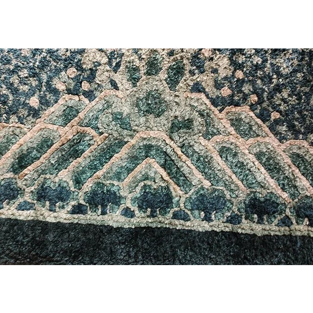 1980s Blue Dragon Vintage Silk Chinese Carpet 3' X 5 Knotted Pile Wool Rug For Sale In New York - Image 6 of 9