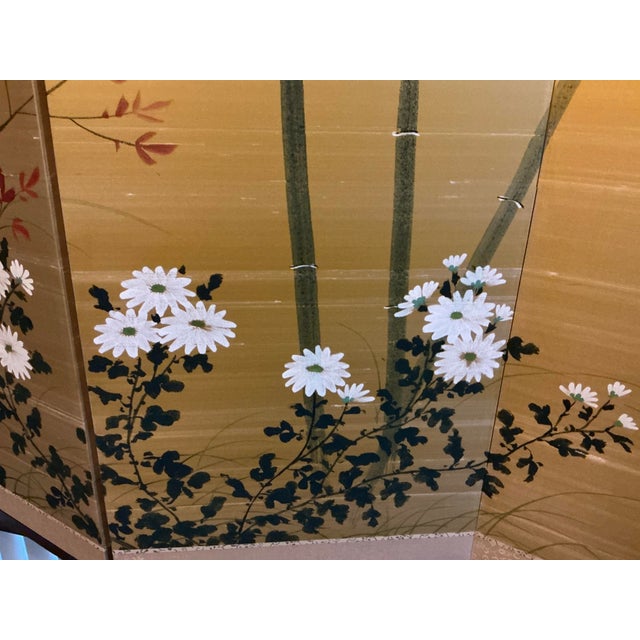Stunning Japanese Four‑Panel Gilt Screen,Signed For Sale In Dallas - Image 6 of 12