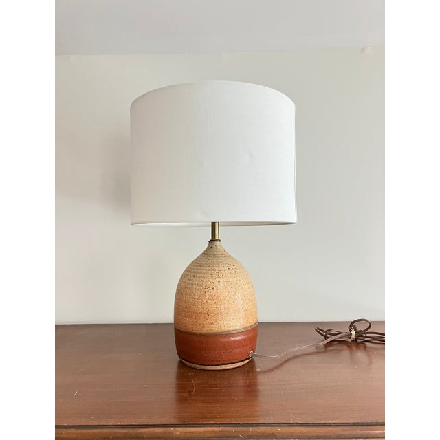1960s 1960s Mid Century Modern Stoneware Art Pottery Teardrop Table Lamp For Sale - Image 5 of 6