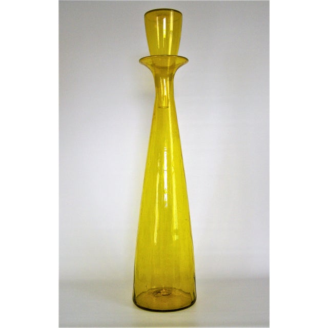 Vintage Wayne Husted Yellow Blenko Crackle Glass Architectural Floor