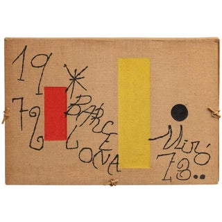 Joan Miró, Composition, Lithograph on Burlap, 1970s For Sale