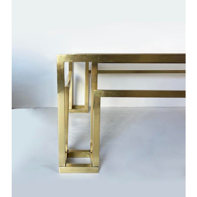 Brass and Smoked Glass Coffee Table, 1970s For Sale - Image 3 of 9