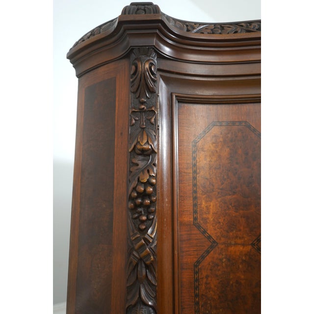 Vintage French Renaissance Carved Walnut China Cabinet For Sale - Image 11 of 18