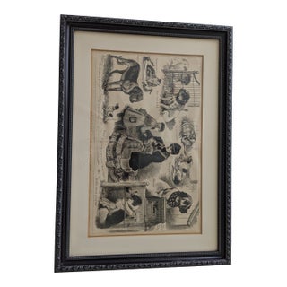 1900 Vintage Woodcut Illustration Hundemarkt in Apolda For Sale