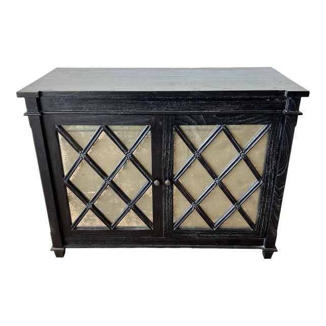 Mirrored Ebonized Cabinet by Noir Furniture For Sale