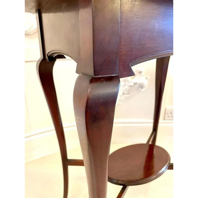 Brown Antique Art Nouveau Inlaid Mahogany Oval Lamp Table For Sale - Image 8 of 12