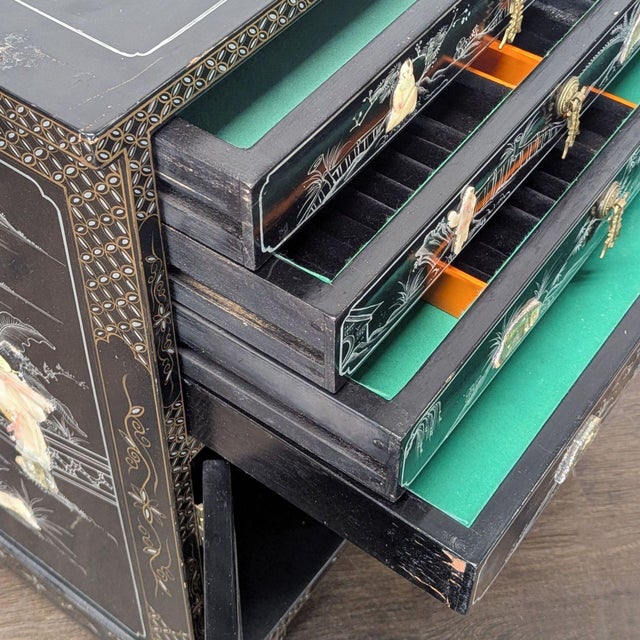 Black Vintage Lacquered Chinese Cabinet For Sale - Image 8 of 11