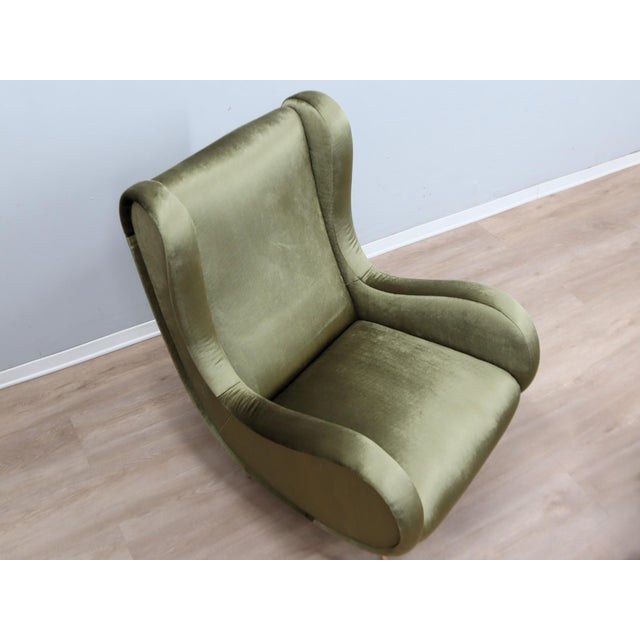 1950s Italian Green Velvet Armchair in the style of Zanuso, 1950s For Sale - Image 5 of 11