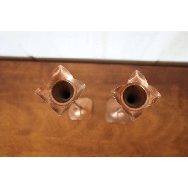 Mid 20th Century Arts & Crafts Copper Hand-Hammered Candlesticks For Sale - Image 5 of 8