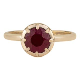 Handcrafted 1.75ct Natural Ruby Solitaire Ring in 14k Yellow Gold Size 5.5 For Sale