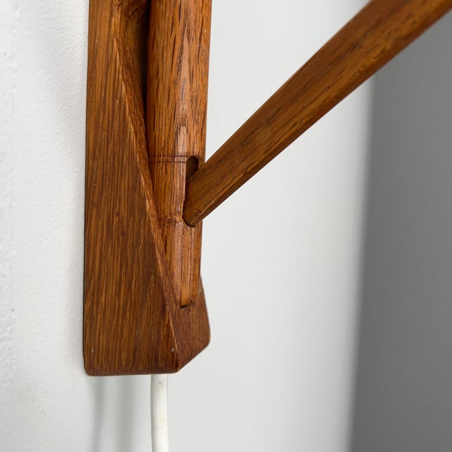 1960s Scandinavian Teak Wall Lamp with Pink Pleated-Shade, 1960s For Sale - Image 5 of 10