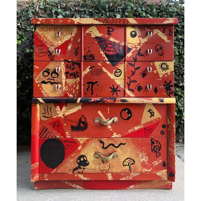 1950s Contemporary Hand Painted Highboy Dresser Chairish