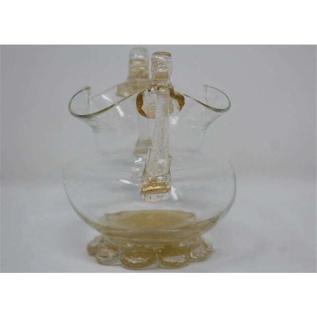 This is a very old and lovely sugar bowl with 24K gold powder infused into the glass. In perfect condition. A matching...