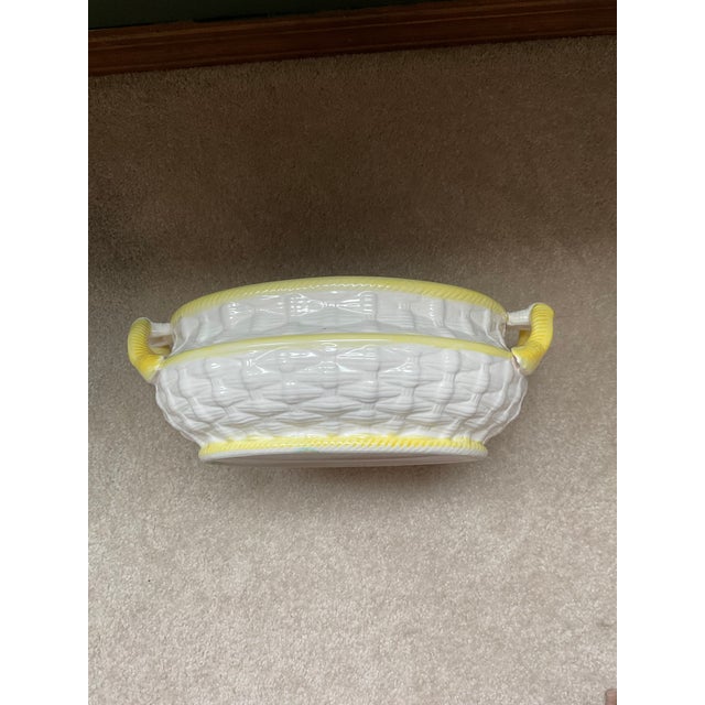 Traditional Vintage Majolica 3pc Basketweave &Lemons Soup Tureen Robert Nemith Harvest Collection For Sale - Image 3 of 8