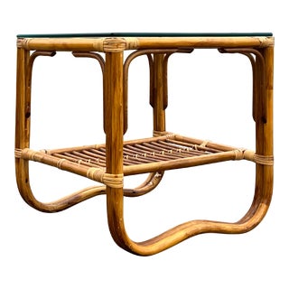Vintage 1960’s Franco Albini Style Bamboo Side Table For Sale