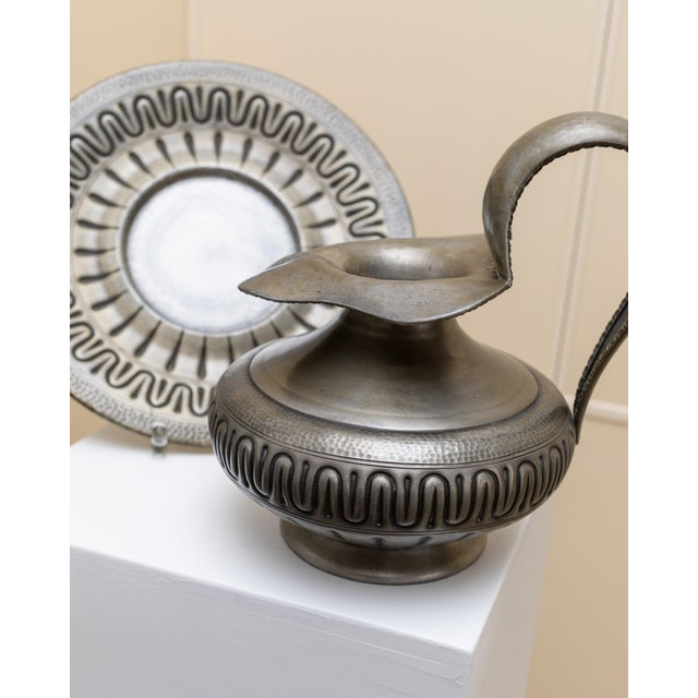 Tin Jug and Plate from Mazzuco Artigianale, Italy, 1940s, Set of 2 For Sale - Image 9 of 11