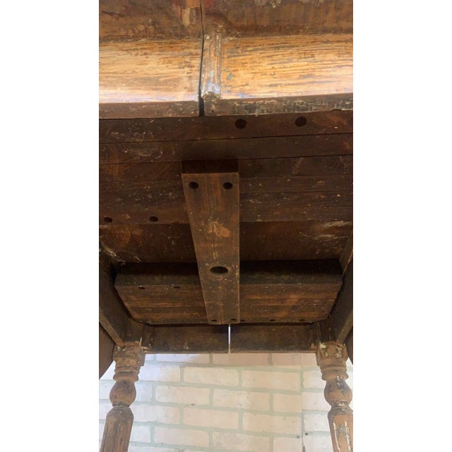 Farmhouse Antique Farmhouse Drop-Leaf Turned Leg Table For Sale - Image 3 of 9