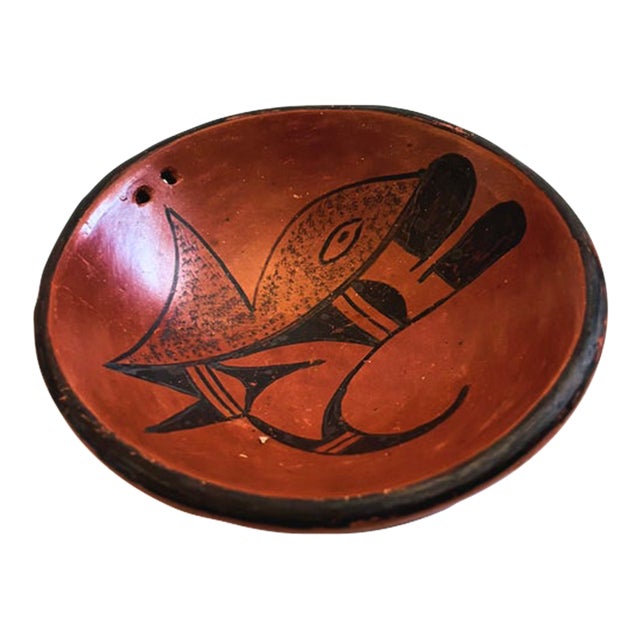 Vintage Hopi Pottery Red Earthenware Bowl by Vivian Muchvo For Sale