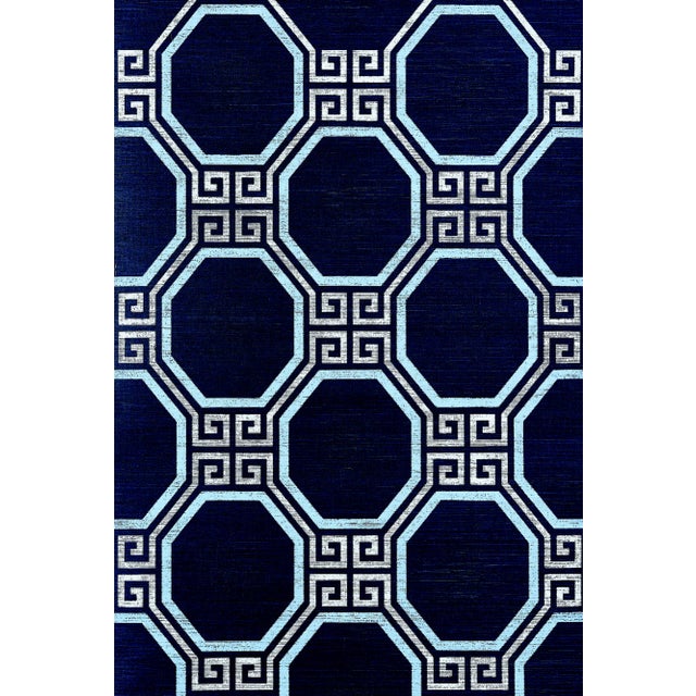 Contemporary Sample - Schumacher Octavia Sisal Wallpaper in Navy For Sale - Image 3 of 3