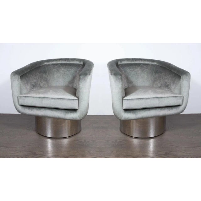 Mid-Century Modern Chrome Swivel Chairs by Leon Rosen for Pace - A Pair For Sale - Image 3 of 7