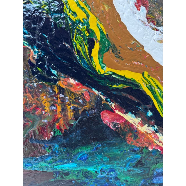 Teal “Winter” Contemporary Textured Abstract Painting on Canvas, 2010 For Sale - Image 8 of 9